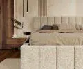Čalúnená posteľ AUSTIN 90x200 cm Krémová Boucle s úložným priestorom kovový rošt