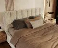 Čalúnená posteľ AUSTIN 90x200 cm Krémová Boucle s úložným priestorom kovový rošt