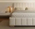 Čalúnená posteľ AUSTIN 90x200 cm Krémová Boucle s úložným priestorom kovový rošt