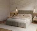 Čalúnená posteľ AUSTIN 90x200 cm Šedá Boucle s úložným priestorom kovový rošt