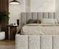 Čalúnená posteľ AUSTIN 140x200 cm Šedá Boucle s úložným priestorom kovový rošt