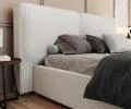 Čalúnená posteľ BRISTOL 160x200 Biela Trinity s úložným priestorom kovový rošt
