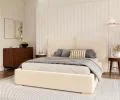 Čalúnená posteľ BRISTOL 160x200 Krémová Trinity s úložným priestorom kovový rošt