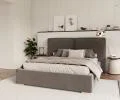 Čalúnená posteľ BRISTOL 160x200 Grafit Trinity s úložným priestorom kovový rošt