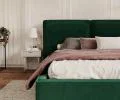 Čalúnená posteľ BRISTOL 180x200 Zelená Trinity s úložným priestorom kovový rošt