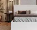 Čalúnená posteľ NOBILE 140x200 Bílá Paris s úložným priestorom kovový rošt