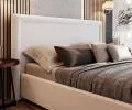 Čalúnená posteľ NOBILE 140x200 Bílá Paris s úložným priestorom kovový rošt