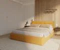 Čalúnená posteľ TULSA 120x200 so zdvižným roštom medovo žltá