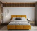 Čalúnená posteľ AVEIRO 90x200 s kovovým zdvižným roštom ŽLTÁ