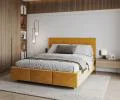 Čalúnená posteľ AVEIRO 160x200 s kovovým zdvižným roštom ŽLTÁ