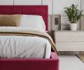 Čalúnená posteľ AVEIRO 120x200 s kovovým zdvižným roštom ČERVENÁ