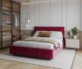 Čalúnená posteľ AVEIRO 180x200 s kovovým zdvižným roštom ČERVENÁ