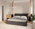 Čalúnená posteľ MIRAGE 180x200 Grafit Trinity s úložným priestorom kovový rošt