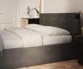 Čalúnená posteľ MIRAGE 180x200 Grafit Trinity s úložným priestorom kovový rošt