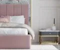 Čalúnená posteľ JUSTIN 90x200 Ružová Trinity s úložným priestorom kovový rošt