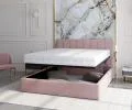 Čalúnená posteľ JUSTIN 160x200 Ružová Trinity s úložným priestorom kovový rošt