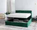 Čalúnená posteľ JUSTIN 90x200 Zelená Trinity s úložným priestorom kovový rošt