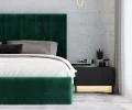 Čalúnená posteľ JUSTIN 140x200 Zelená Trinity s úložným priestorom kovový rošt