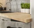 Kuchynská zostava OLIVIA 2,4m Biela / Beton s vitrínou