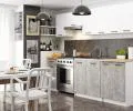 Kuchynská zostava OLIVIA 2,4m Biela / Beton s vitrínou