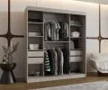 Šatníková skriňa s posuvnými dverami a zrkadlom ULTRA 180cm kašmírová