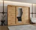 Šatníková skriňa s posuvnými dverami a zrkadlom ULTRA 250cm artisan