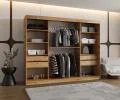 Šatníková skriňa s posuvnými dverami a zrkadlom ULTRA 250cm artisan