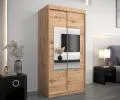Šatníková skriňa s posuvnými dverami a zrkadlom TORINO 100cm artisan