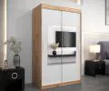 Šatníková skriňa s posuvnými dverami a zrkadlom TORINO 120cm artisan / biela