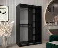 Šatníková skriňa s posuvnými dverami a zrkadlom TORINO 120cm čierná / sonoma