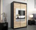 Šatníková skriňa s posuvnými dverami a zrkadlom TORINO 120cm čierná / sonoma