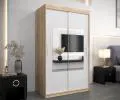 Šatníková skriňa s posuvnými dverami a zrkadlom TORINO 120cm sonoma / biela