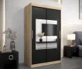 Šatníková skriňa s posuvnými dverami a zrkadlom TORINO 120cm sonoma / čierná
