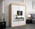 Šatníková skriňa s posuvnými dverami a zrkadlom TORINO 150cm artisan / biela