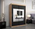 Šatníková skriňa s posuvnými dverami a zrkadlom TORINO 150cm artisan / čierná
