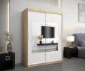 Šatníková skriňa s posuvnými dverami a zrkadlom TORINO 150cm sonoma / biela