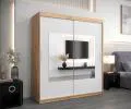 Šatníková skriňa s posuvnými dverami a zrkadlom TORINO 180cm artisan / biela