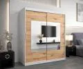 Šatníková skriňa s posuvnými dverami a zrkadlom TORINO 180cm biela / artisan