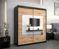 Šatníková skriňa s posuvnými dverami a zrkadlom TORINO 180cm čierná / artisan