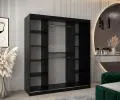 Šatníková skriňa s posuvnými dverami a zrkadlom TORINO 180cm čierná / biela