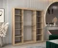 Šatníková skriňa s posuvnými dverami a zrkadlom TORINO 180cm sonoma / biela