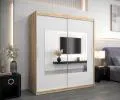 Šatníková skriňa s posuvnými dverami a zrkadlom TORINO 180cm sonoma / biela