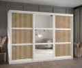 Šatníková skriňa s posuvnými dverami s Viedenským výpletom a zrcadlom 250cm Biela