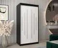 Šatníková skriňa s posuvnými dverami YORK - 100x200cm Čierna/Biela