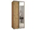 Šatníková skriňa s posuvnými dverami a zrkadlom DAVOS 120cm | DUB Artisan / strieborné pojazdy