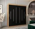 Šatníková skriňa s posuvnými dverami YORK - 180x200cm Dub Artisan-Čierna