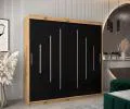 Šatníková skriňa s posuvnými dverami YORK - 200x200cm Dub Artisan-Čierna