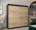 Šatníková skriňa s posuvnými dverami YORK - 200x200cm Čierna-Dub Sonoma
