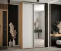 Šatníková skriňa s posuvnými dverami a zrkadlom DAVOS 140cm | DUB Artisan / biela / strieborné