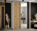 Šatníková skriňa s posuvnými dverami a zrkadlom DAVOS 140cm | Biela / DUB Artisan / strieborné